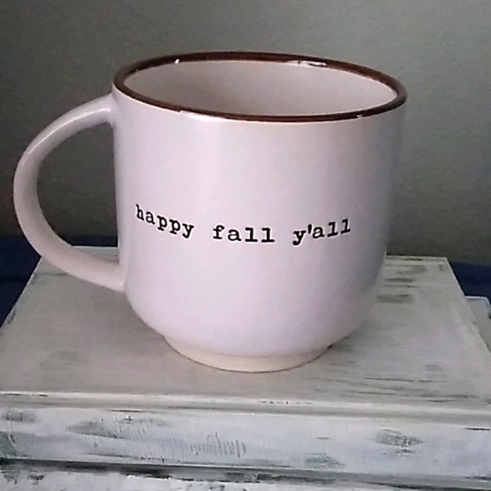 Market Finds 16oz. White/Brown "Happy Fall Y'all" Maple Leaf Coffee Mug - Picture 2 of 5